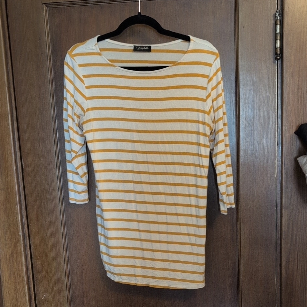 Striped Yellow and White Women's Top